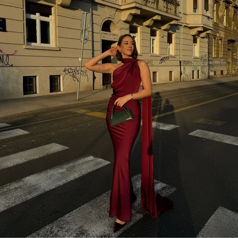 Wendy Long Dress | Elegant Draped Design, Unique Asymmetrical Strap - Perfect for Wedding Guests and Summer Events 0