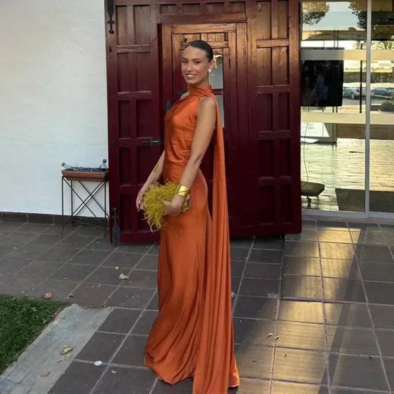Wendy Long Dress | Elegant Draped Design, Unique Asymmetrical Strap - Perfect for Wedding Guests and Summer Events 10