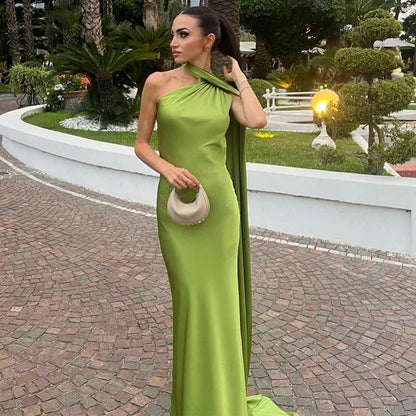 Wendy Long Dress | Elegant Draped Design, Unique Asymmetrical Strap - Perfect for Wedding Guests and Summer Events 5
