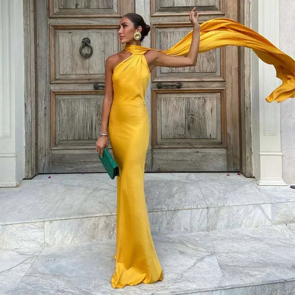 Wendy Long Dress | Elegant Draped Design, Unique Asymmetrical Strap - Perfect for Wedding Guests and Summer Events 7