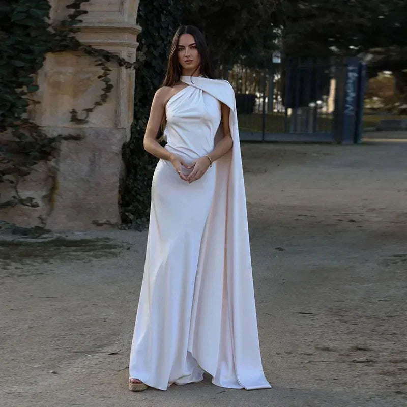 Wendy Long Dress | Elegant Draped Design, Unique Asymmetrical Strap - Perfect for Wedding Guests and Summer Events 9