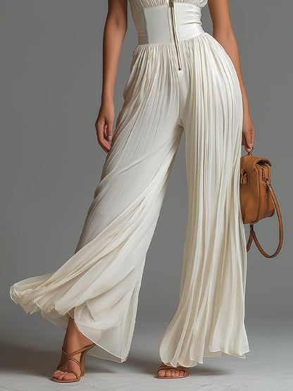Willa Jumpsuit | Elegant White Chiffon, Sleeveless Wide-Leg 4