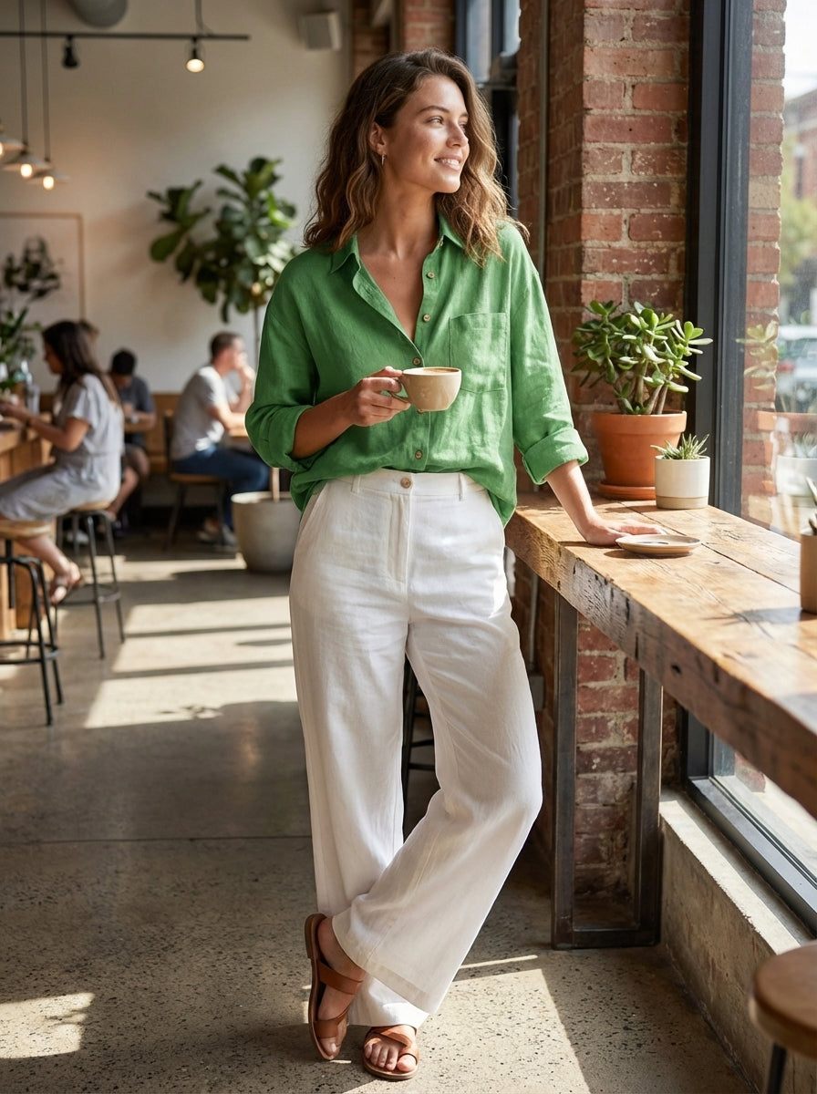 Willa Women's Blouse | Classic Long Sleeve, Button Placket 10