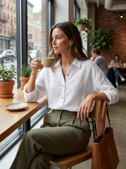 Willa Women's Blouse | Classic Long Sleeve, Button Placket 11