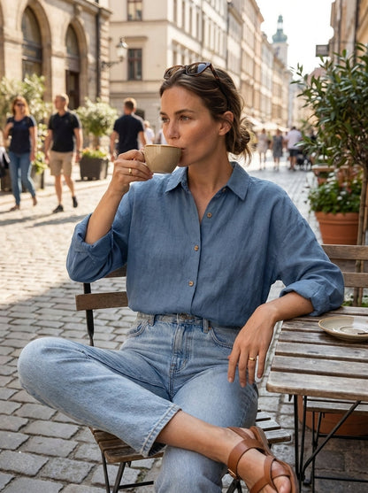 Willa Women's Blouse | Classic Long Sleeve, Button Placket 13
