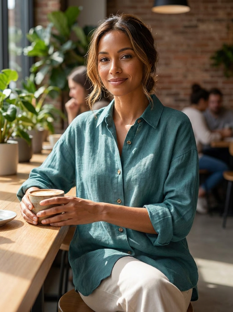 Willa Women's Blouse | Classic Long Sleeve, Button Placket 17