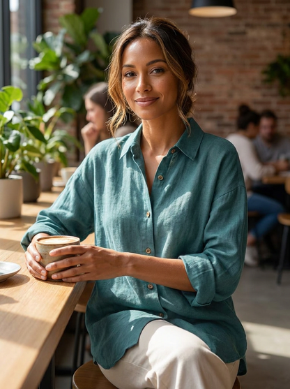 Willa Women's Blouse | Classic Long Sleeve, Button Placket 17