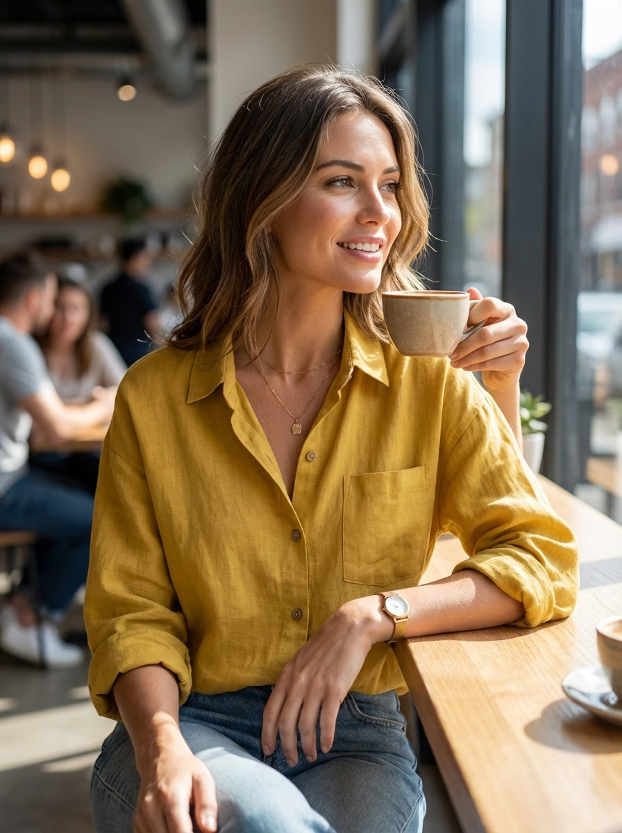 Willa Women's Blouse | Classic Long Sleeve, Button Placket 19